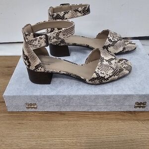 Stylish Brown Snake Print Sandals with Ankle Strap
